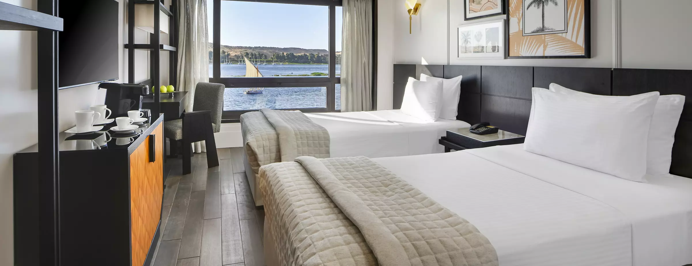 Cabin aboard the Mövenpick MS Sun Ray Nile cruise